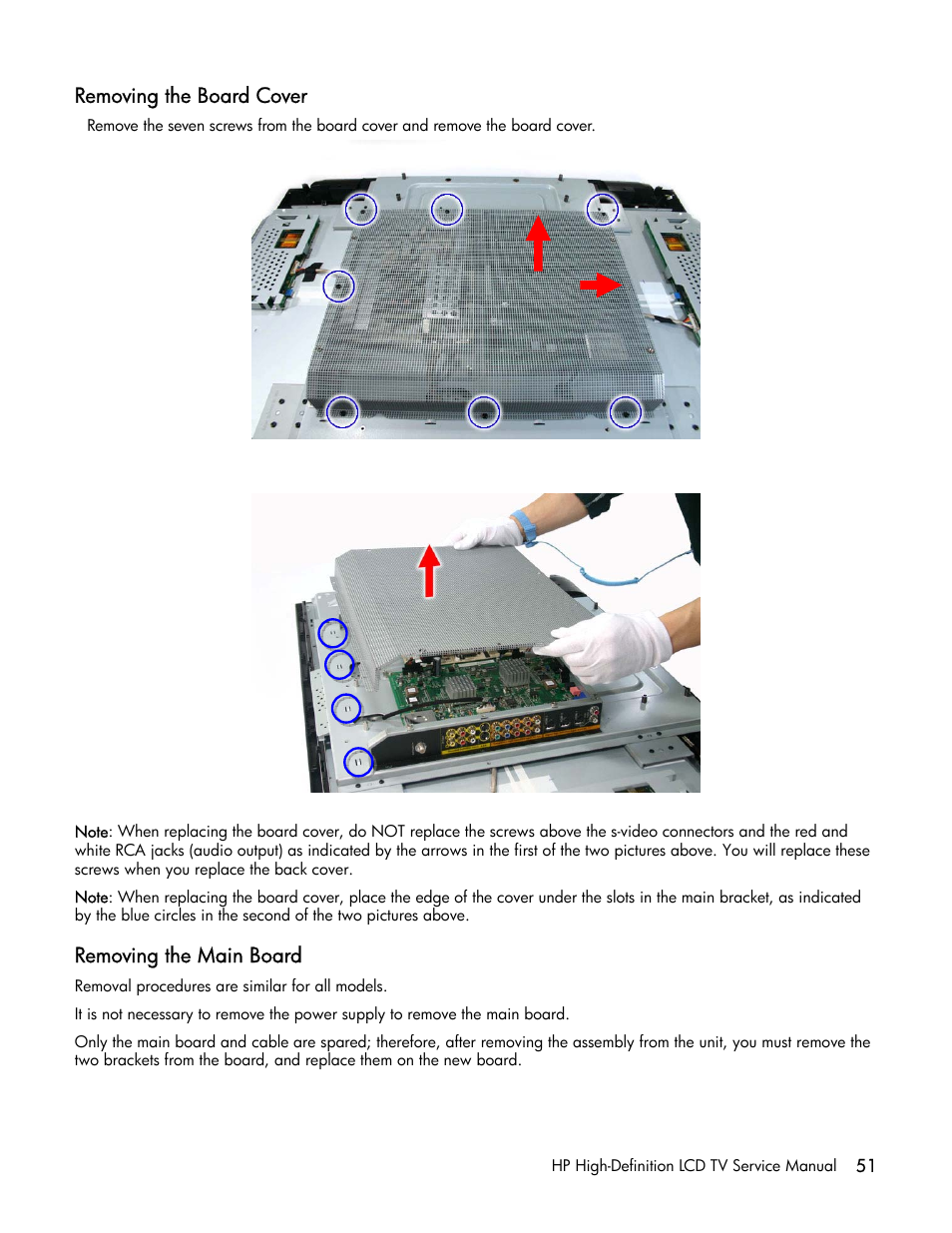 Removing the board cover, Removing the main board | HP LT3200 User Manual | Page 56 / 101