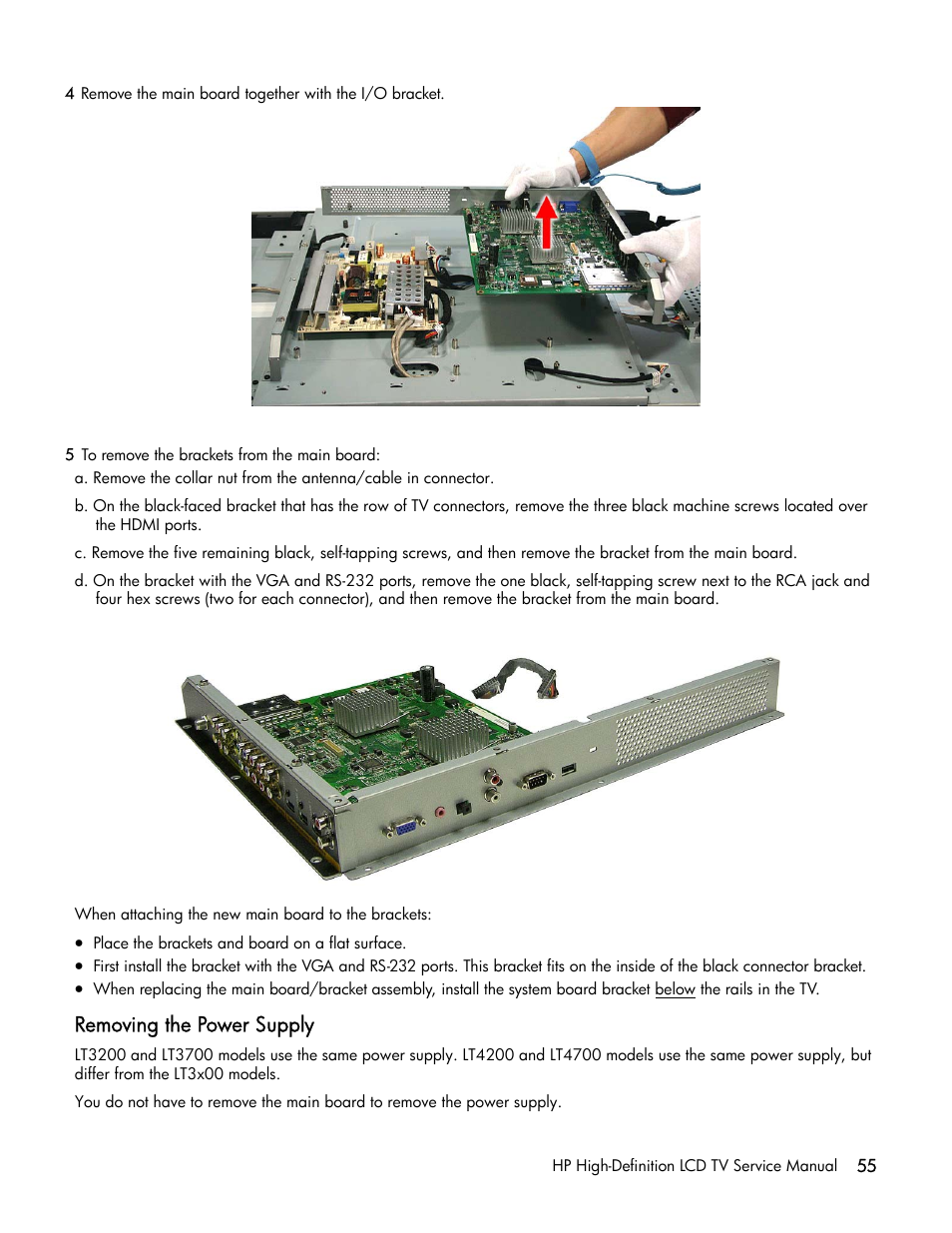 Removing the power supply | HP LT3200 User Manual | Page 60 / 101
