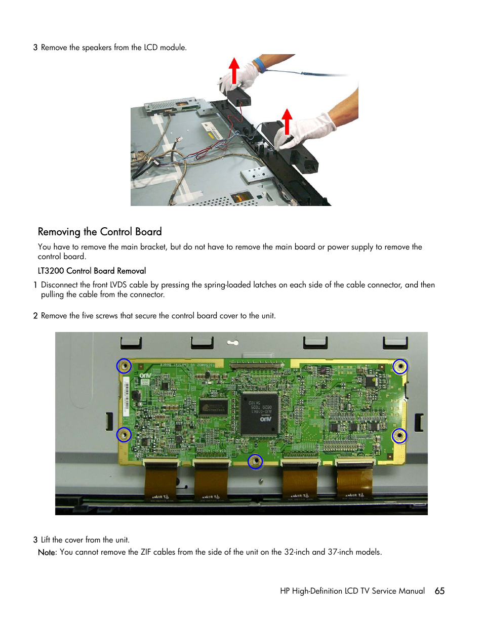 Removing the control board | HP LT3200 User Manual | Page 70 / 101