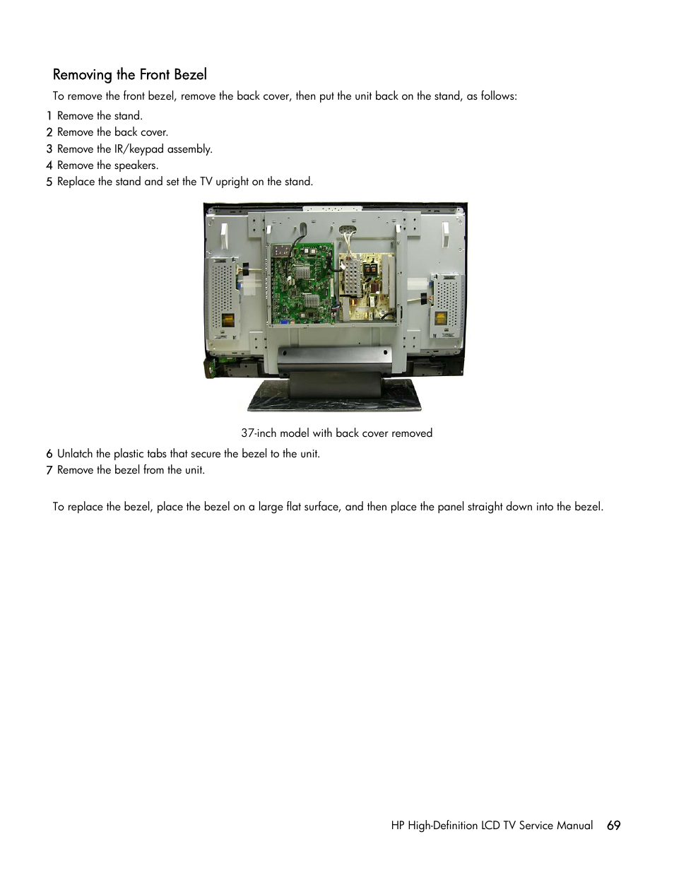 Removing the front bezel | HP LT3200 User Manual | Page 74 / 101
