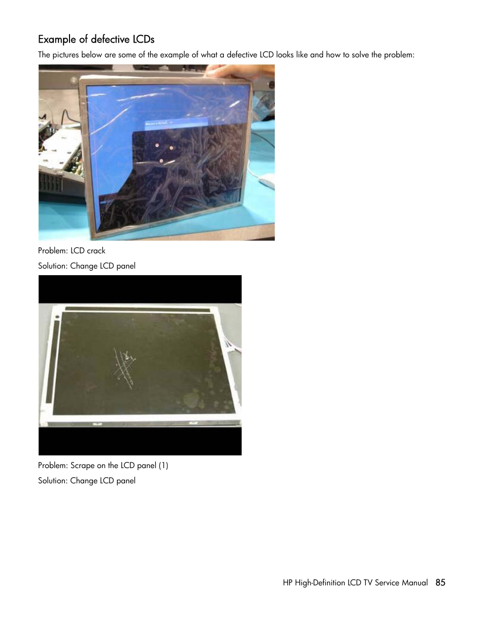 Example of defective lcds | HP LT3200 User Manual | Page 90 / 101
