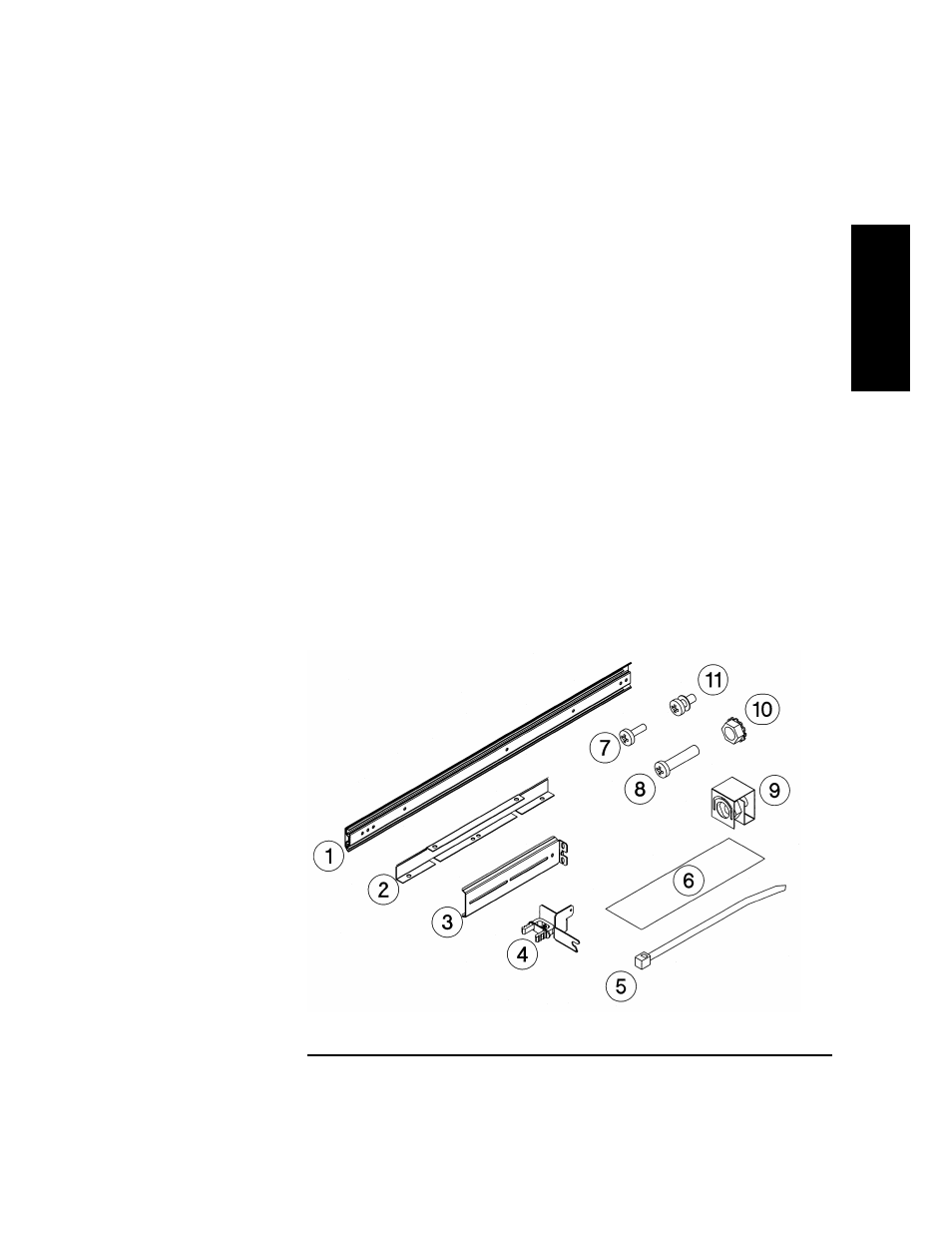 Tools and components, Tools and components -9, Figure 1-2. rackmounting components -9 | HP SureStore 4215w User Manual | Page 23 / 136
