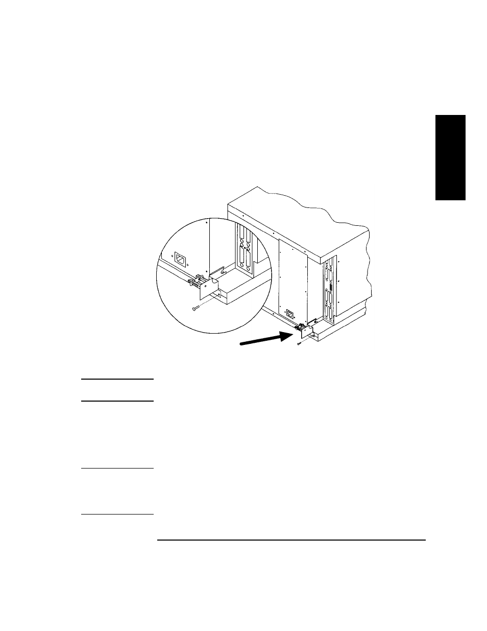 Place the library in the rack, Place the library in the rack -17, Figure 1-11. strain relief bracket -17 | HP SureStore 4215w User Manual | Page 31 / 136