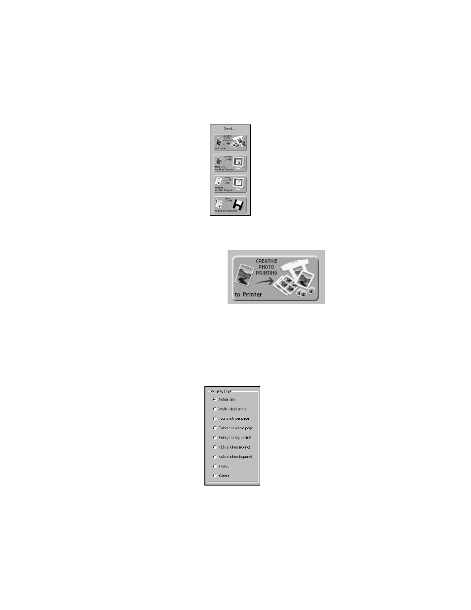 Sending your scan, 1 click the creative photo printing button, 2 from the what to print menu, select a project | Sending your scan -6, Creative photo printing | HP PSC-500 User Manual | Page 24 / 40