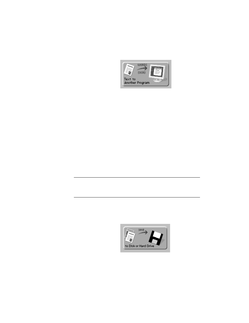 1 click the text to another program button, 2 click ok to close the window, 3 open another program or document | Text to another program save to disk or hard drive | HP PSC-500 User Manual | Page 26 / 40