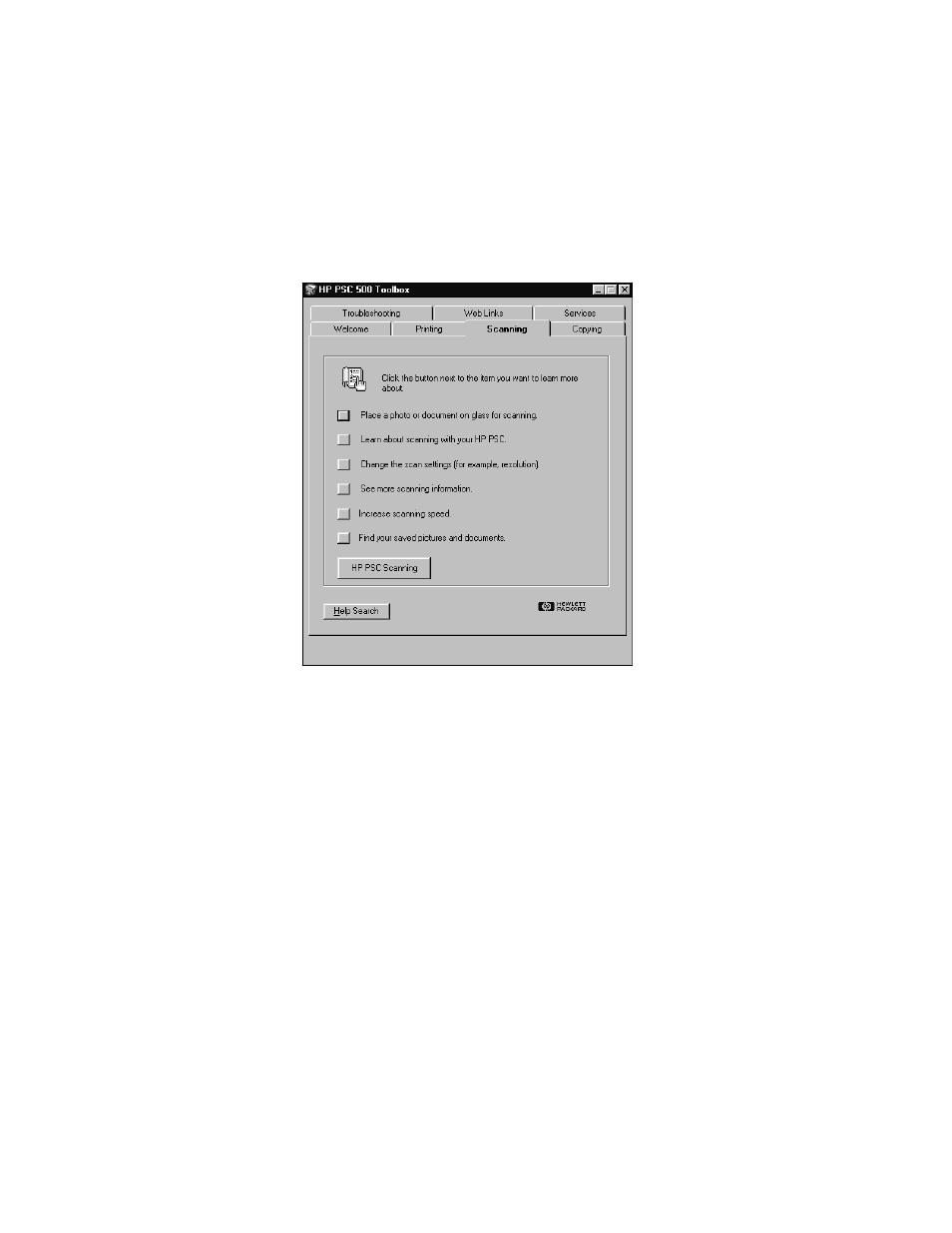 Scanning help, Scanning help -10 | HP PSC-500 User Manual | Page 28 / 40