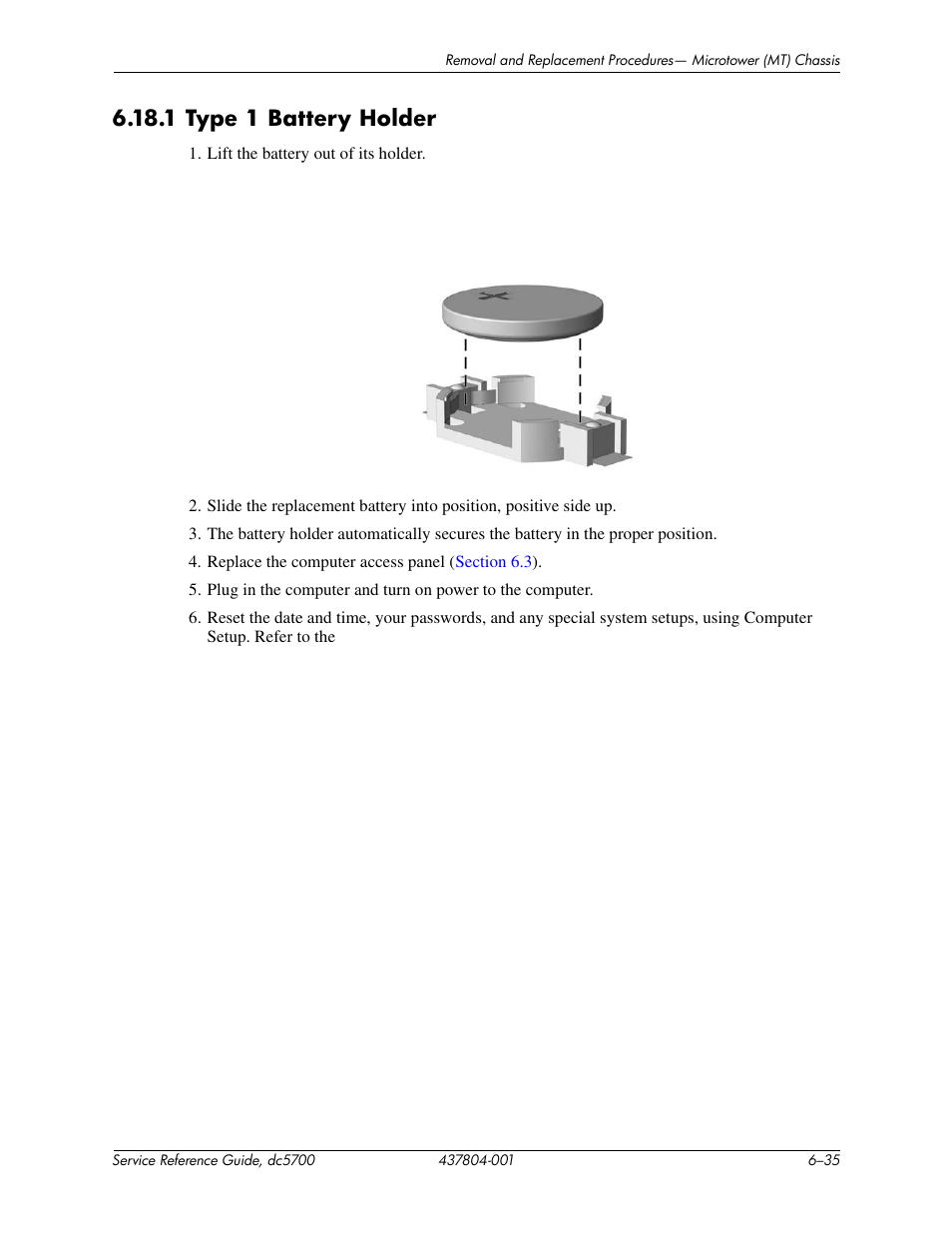 1 type 1 battery holder | HP dc5700 User Manual | Page 101 / 216
