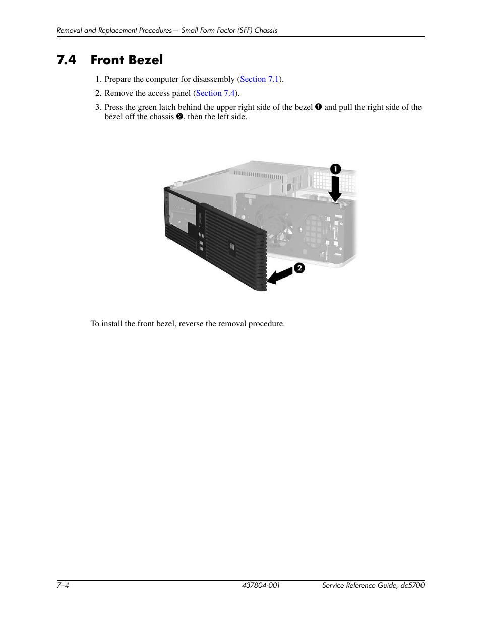 4 front bezel | HP dc5700 User Manual | Page 108 / 216