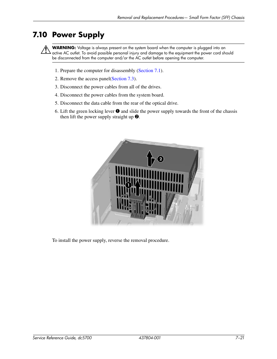 10 power supply | HP dc5700 User Manual | Page 125 / 216