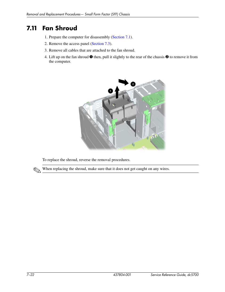 11 fan shroud | HP dc5700 User Manual | Page 126 / 216