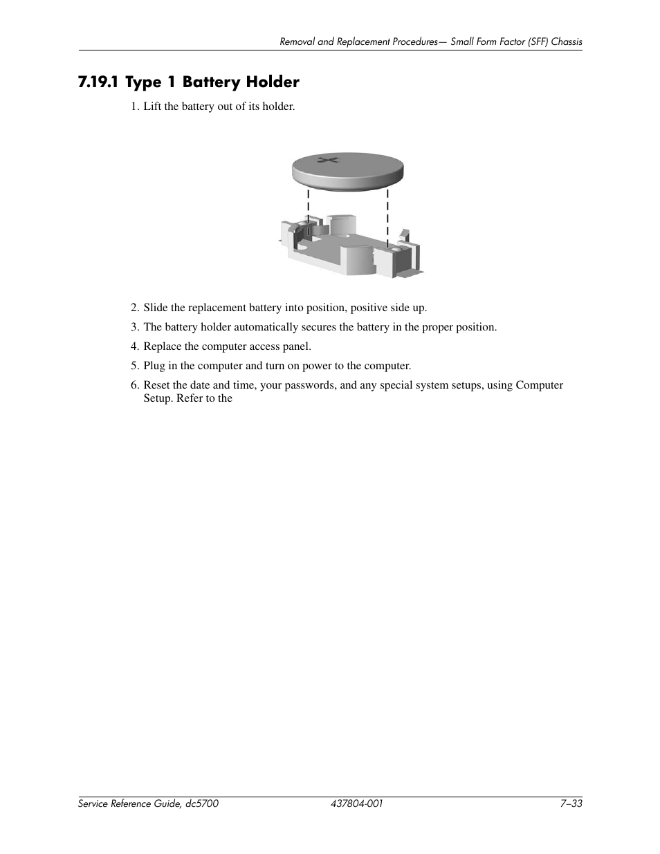 1 type 1 battery holder | HP dc5700 User Manual | Page 137 / 216