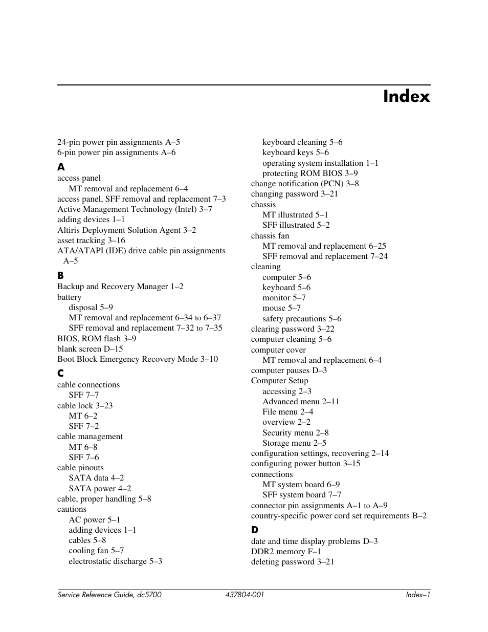 Index | HP dc5700 User Manual | Page 211 / 216