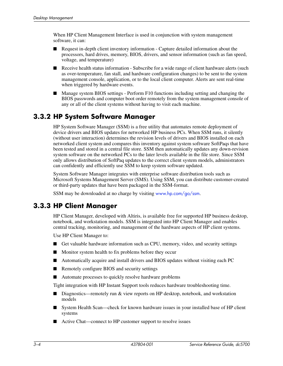 2 hp system software manager, 3 hp client manager | HP dc5700 User Manual | Page 32 / 216