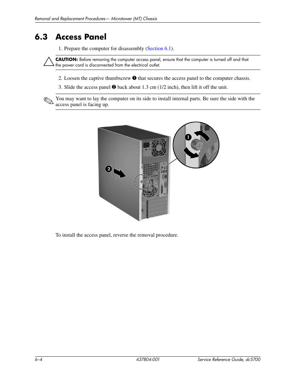 3 access panel | HP dc5700 User Manual | Page 70 / 216