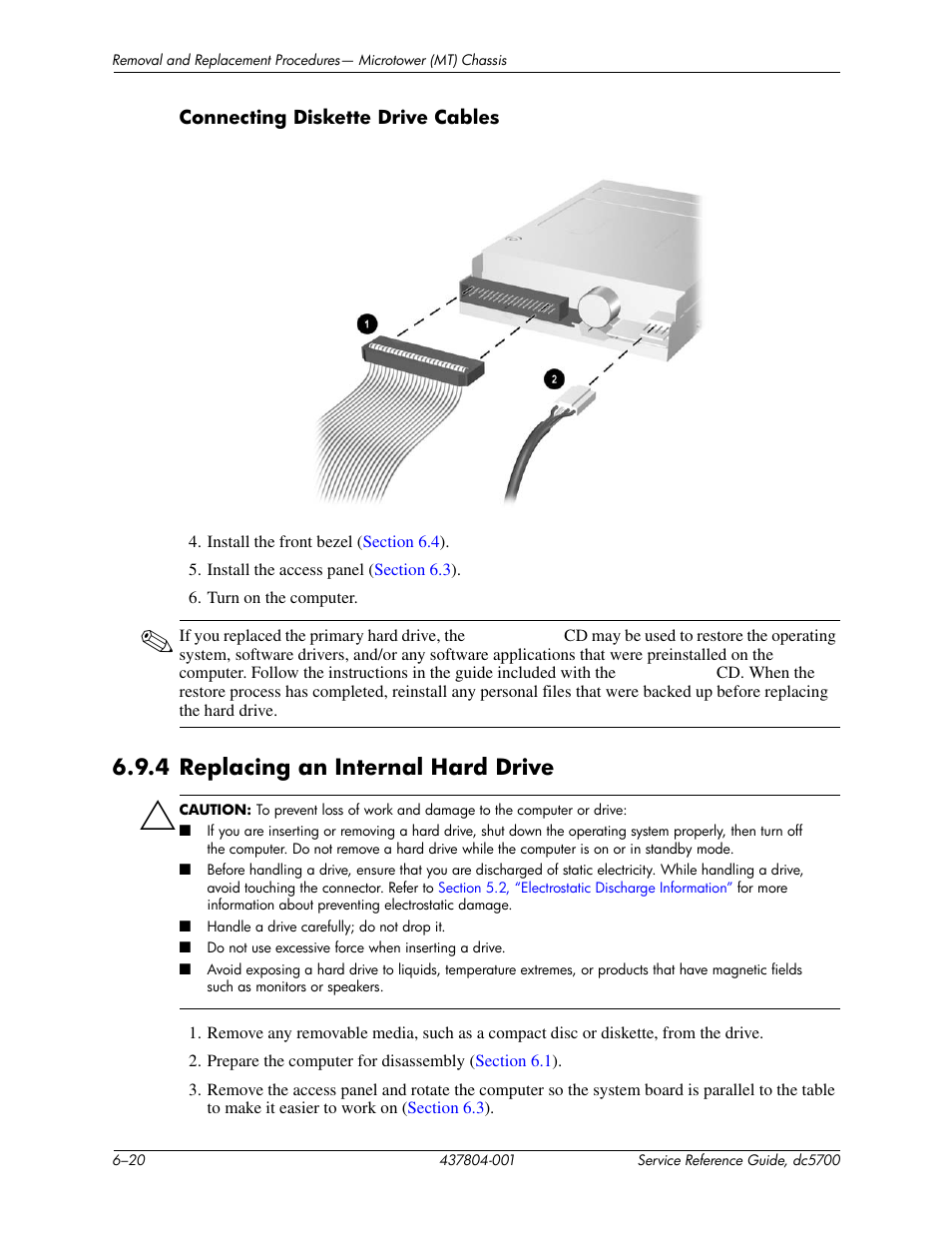 4 replacing an internal hard drive | HP dc5700 User Manual | Page 86 / 216