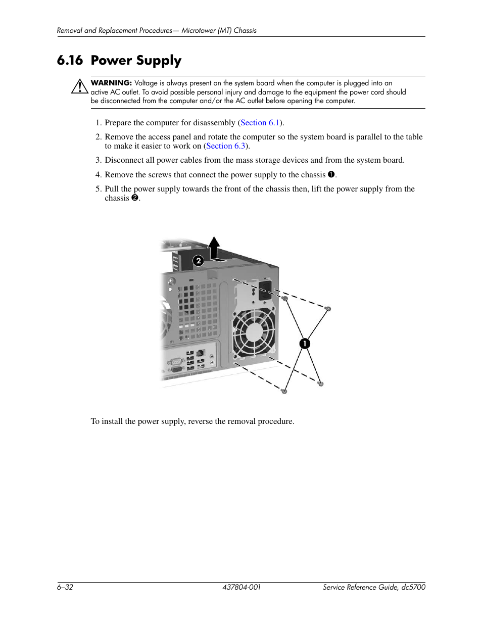 16 power supply | HP dc5700 User Manual | Page 98 / 216