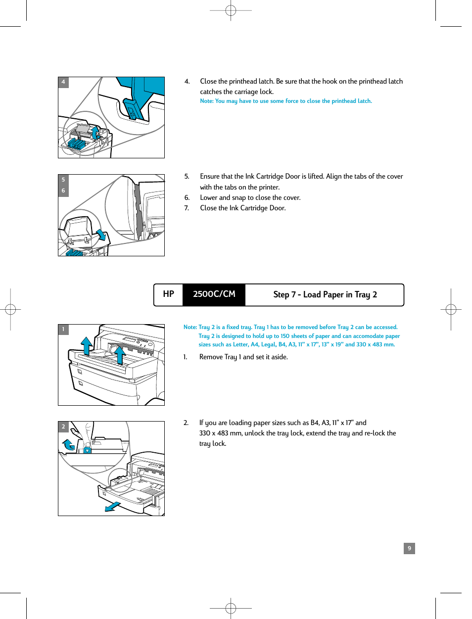 Step 7 - load paper in tray 2 | HP 2500C/CM User Manual | Page 13 / 65
