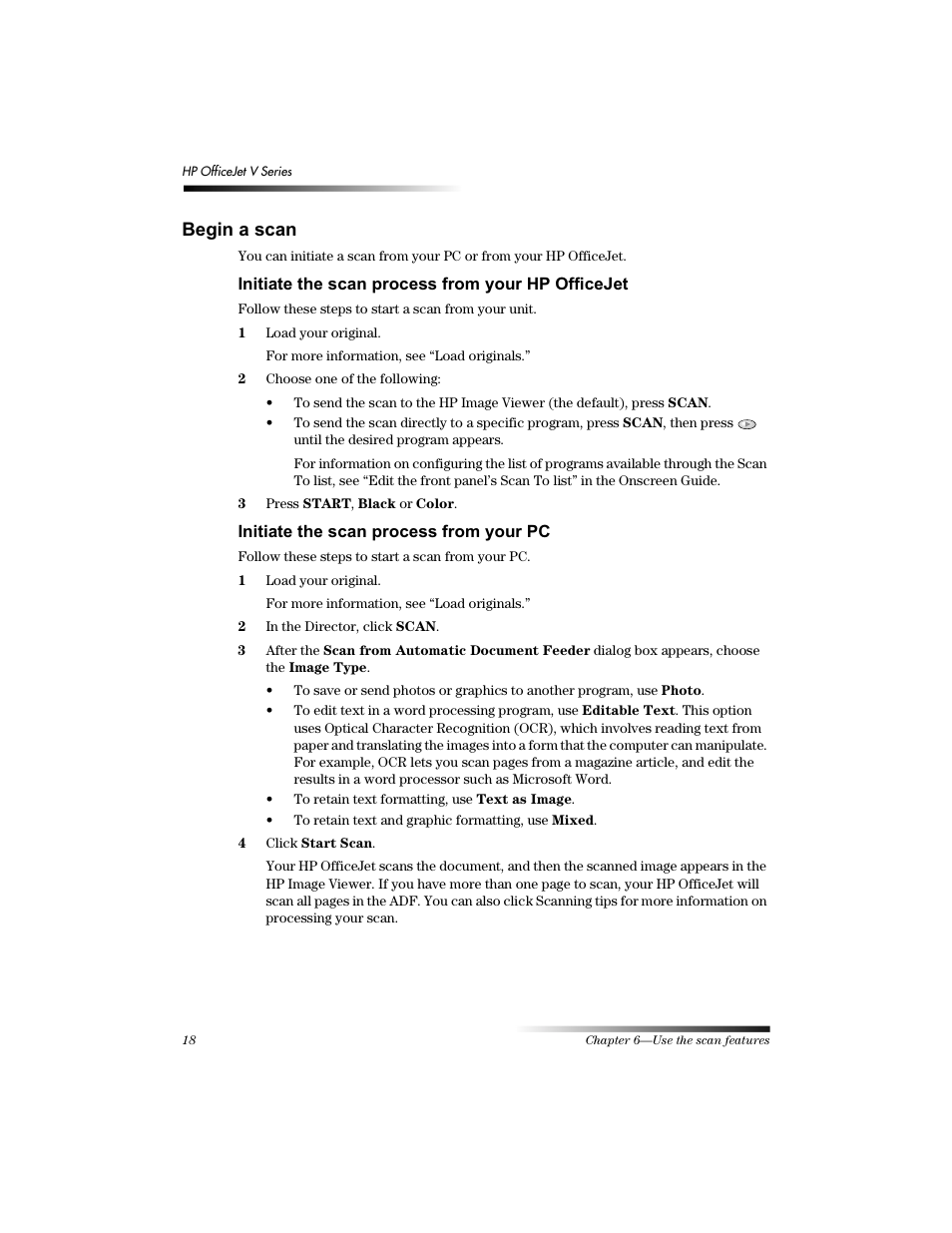 Hjlq d vfdq, Qlwldwh wkh vfdq surfhvv iurp \rxu +3 2iilfh-hw, Qlwldwh wkh vfdq surfhvv iurp \rxu 3 | HP V Series User Manual | Page 22 / 56