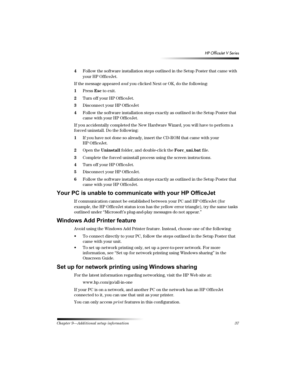 Lqgrzv $gg 3ulqwhu ihdwxuh, 6hw xs iru qhwzrun sulqwlqj xvlqj :lqgrzv vkdulqj | HP V Series User Manual | Page 41 / 56