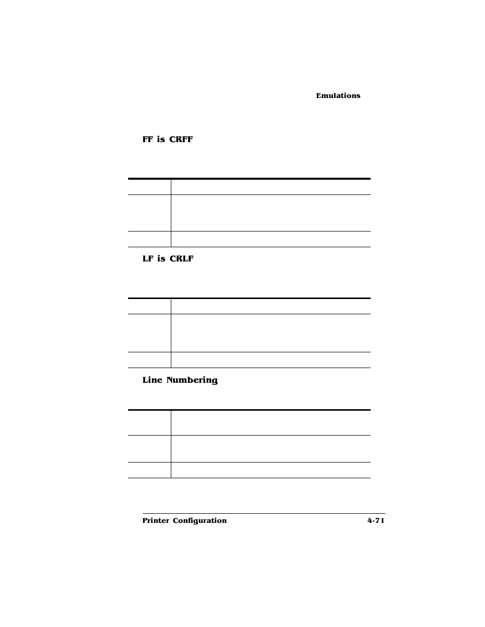 Ff is crff, Lf is crlf, Line numbering | HP QMS 4060 User Manual | Page 105 / 232