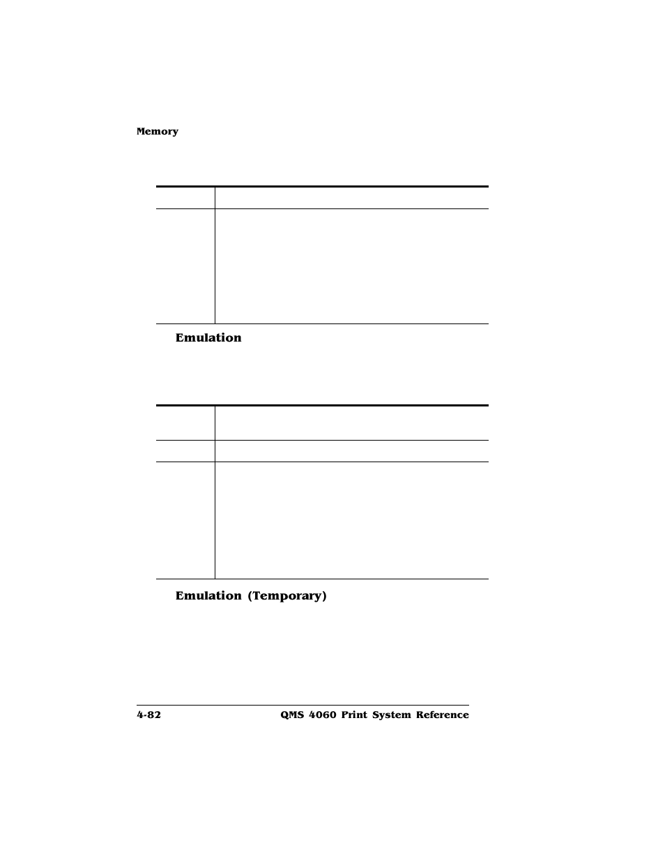 Emulation, Emulation (temporary) | HP QMS 4060 User Manual | Page 116 / 232