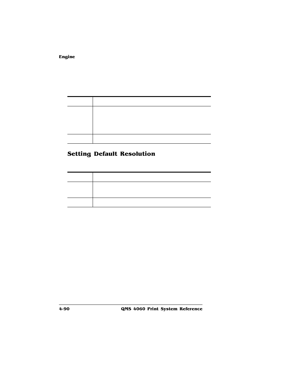 Setting default resolution, Setting default resolution 4-90 | HP QMS 4060 User Manual | Page 124 / 232