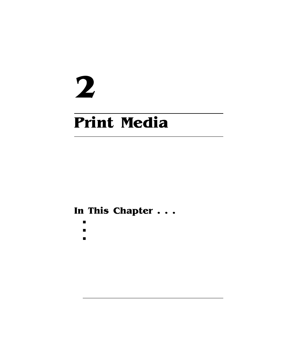 Print media, 2 print media, Chapter 2—print media | HP QMS 4060 User Manual | Page 15 / 232