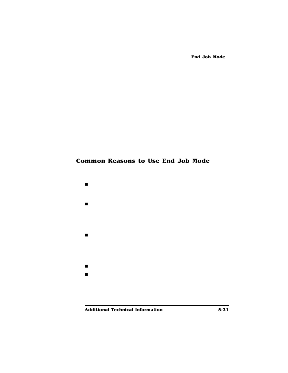Common reasons to use end job mode, Common reasons to use end job mode 5-21 | HP QMS 4060 User Manual | Page 163 / 232