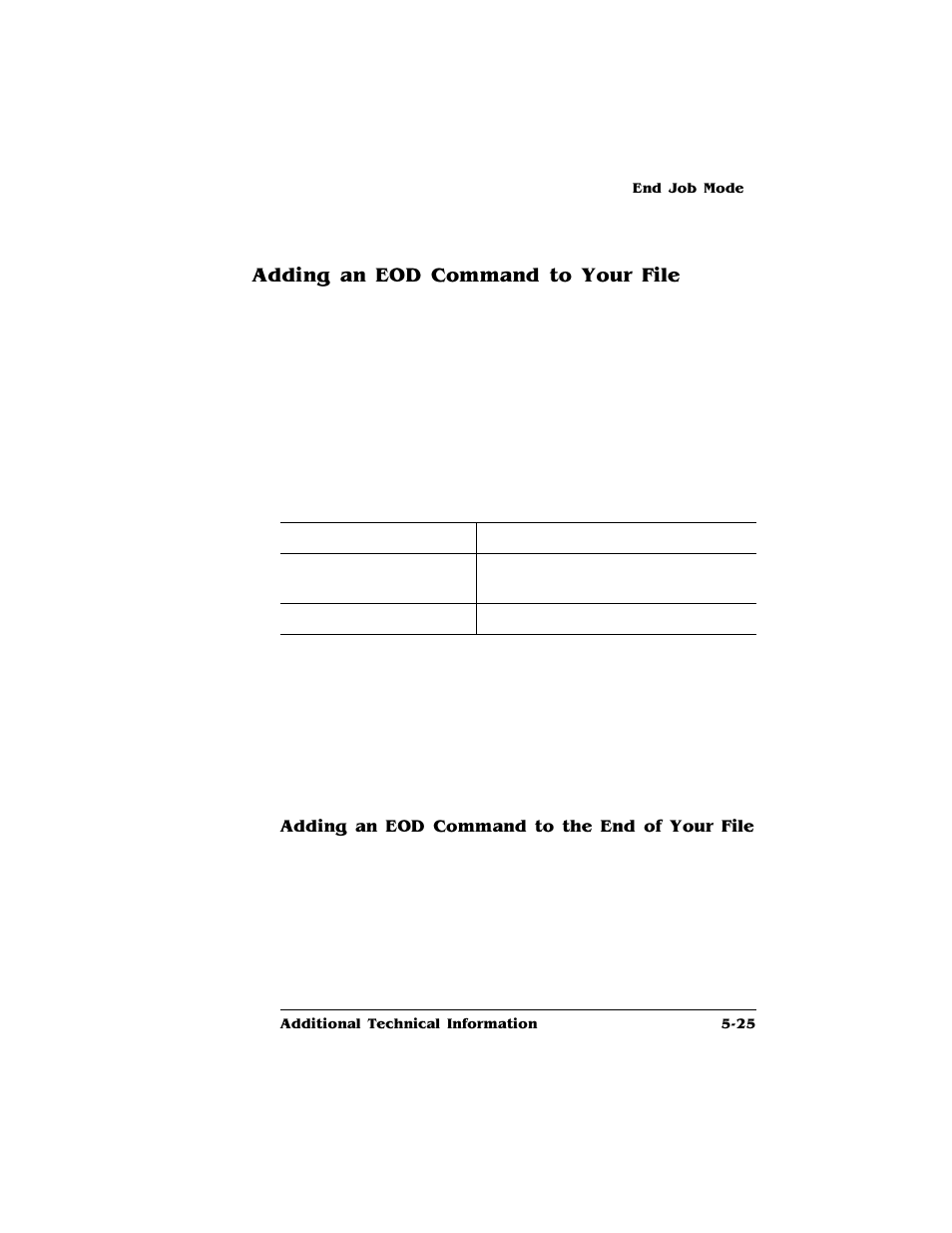 Adding an eod command to your file, Adding an eod command to the end of your file, Adding an eod command to your file 5-25 | HP QMS 4060 User Manual | Page 167 / 232