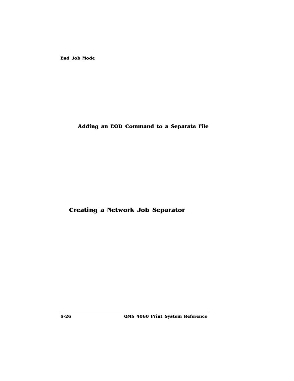 Adding an eod command to a separate file, Creating a network job separator, Creating a network job separator 5-26 | HP QMS 4060 User Manual | Page 168 / 232
