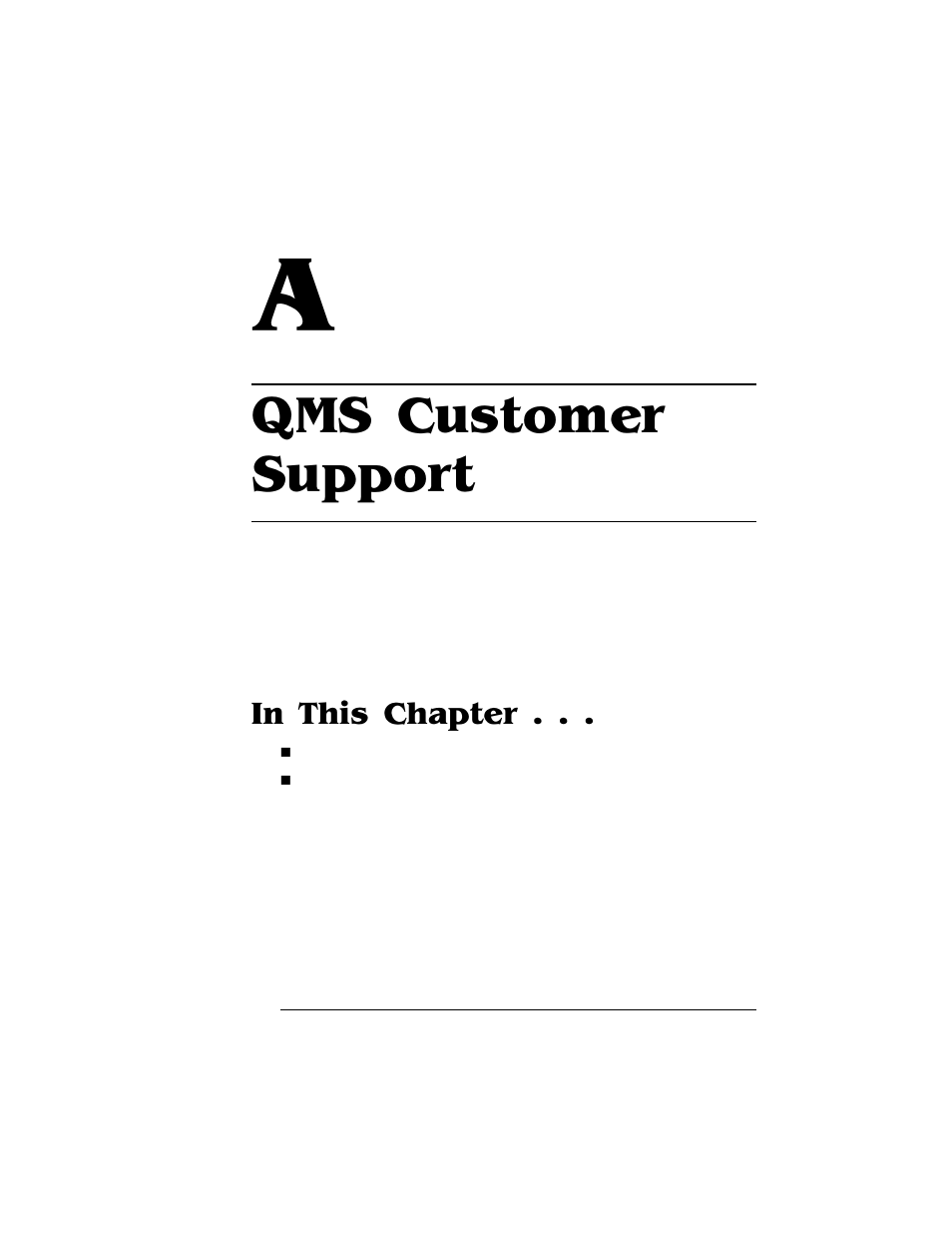 Qms customer support, A qms customer support, Appendix a—qms customer support | HP QMS 4060 User Manual | Page 175 / 232