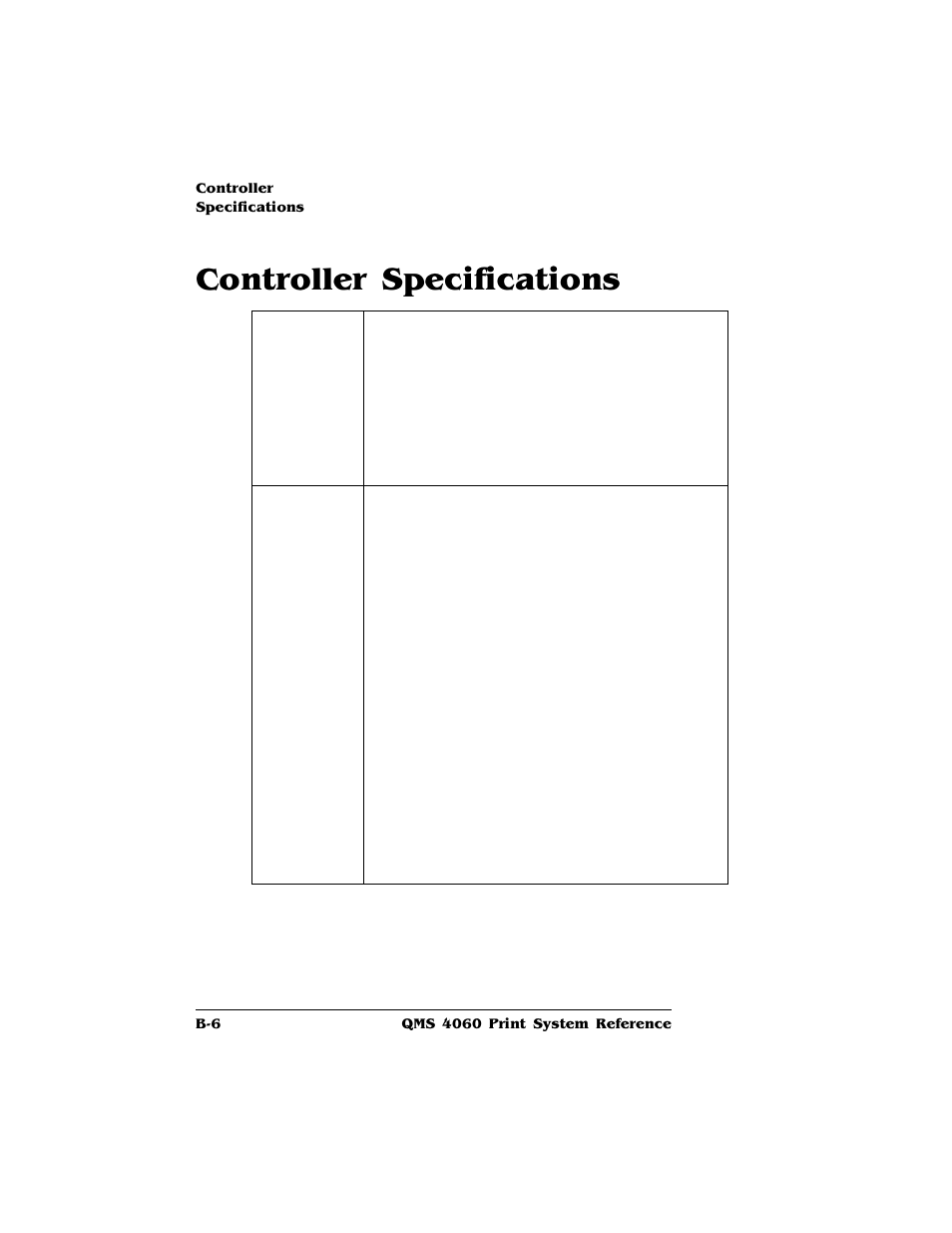 Controller specifications | HP QMS 4060 User Manual | Page 188 / 232