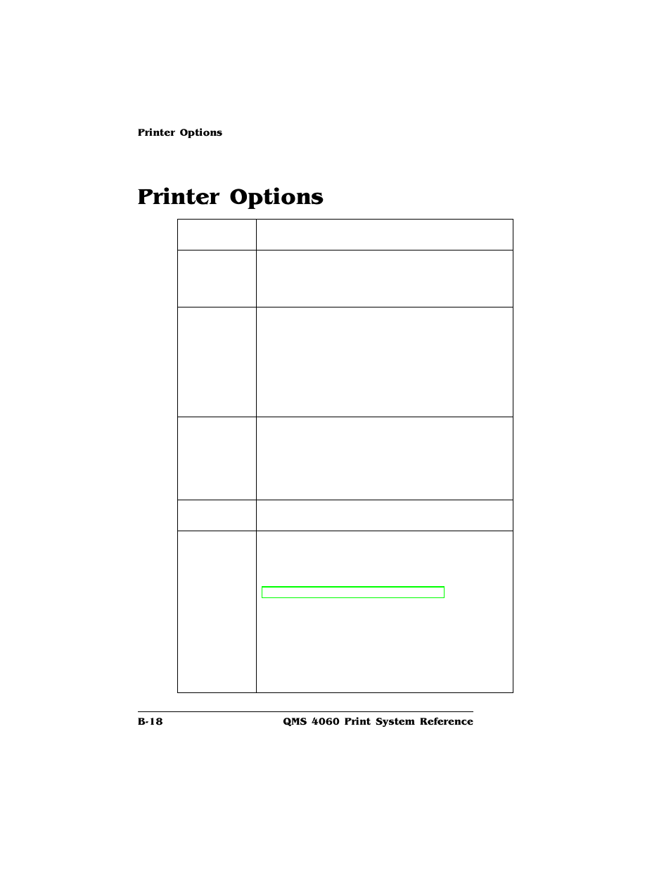 Printer options | HP QMS 4060 User Manual | Page 200 / 232