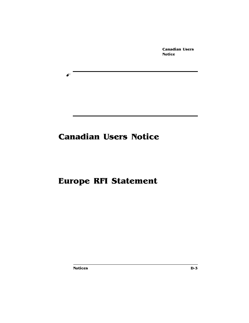 Canadian users notice, Europe rfi statement | HP QMS 4060 User Manual | Page 213 / 232