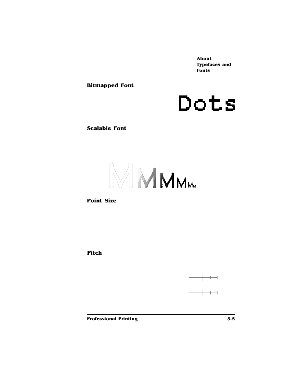 Scalable font, Point size, A b c d e | Pitch | HP QMS 4060 User Manual | Page 25 / 232