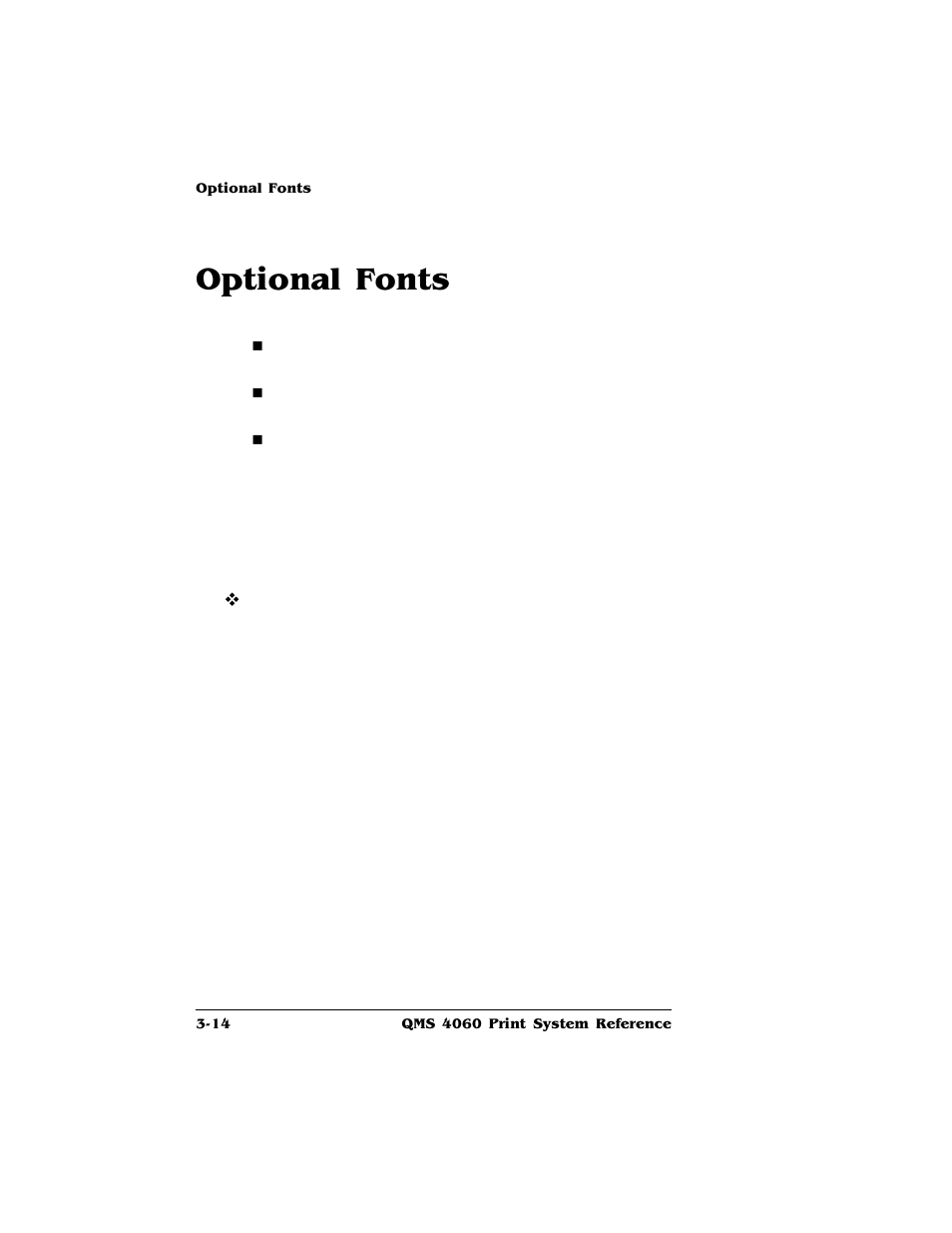 Optional fonts, Optional fonts -14 | HP QMS 4060 User Manual | Page 34 / 232