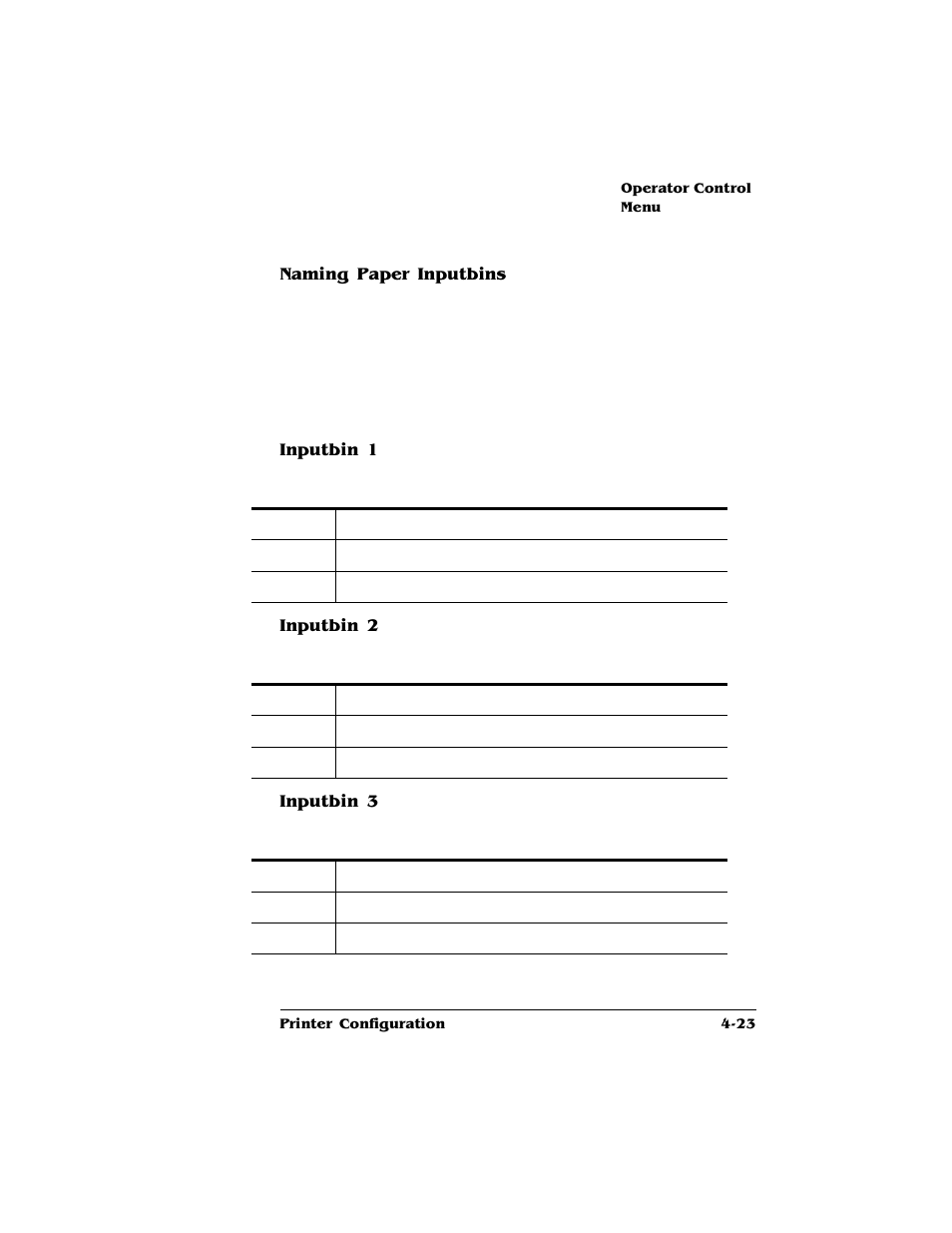 Naming paper inputbins, Inputbin 1, Inputbin 2 | Inputbin 3 | HP QMS 4060 User Manual | Page 57 / 232