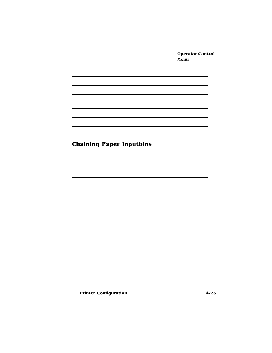 Chaining paper inputbins, Chaining paper inputbins 4-25 | HP QMS 4060 User Manual | Page 59 / 232