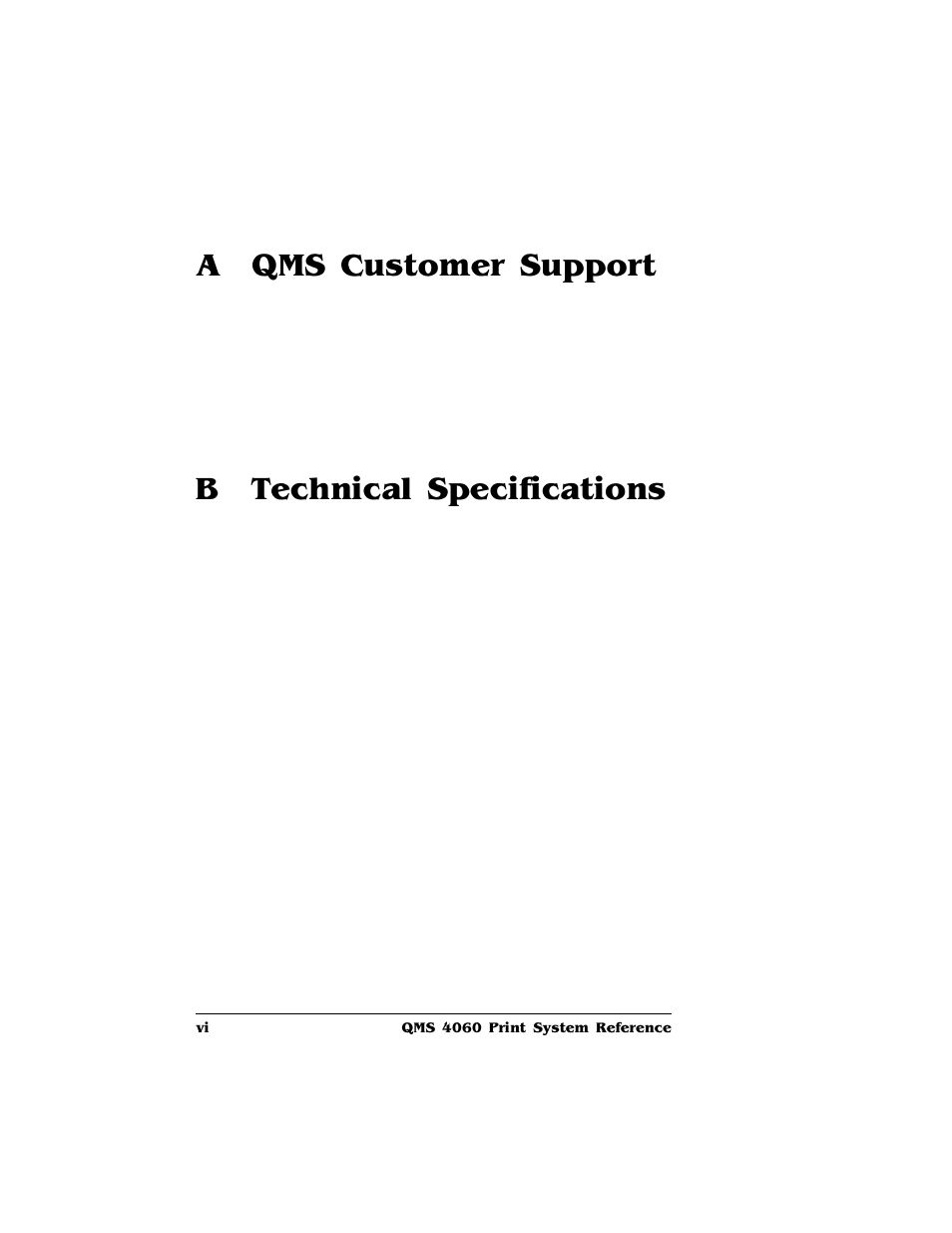 A qms customer support, B technical specifications | HP QMS 4060 User Manual | Page 8 / 232