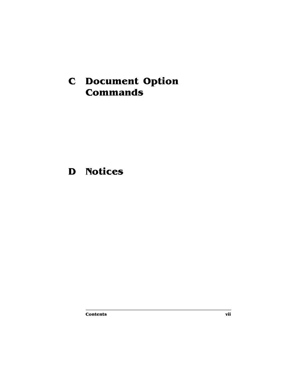 C document option commands, D notices | HP QMS 4060 User Manual | Page 9 / 232