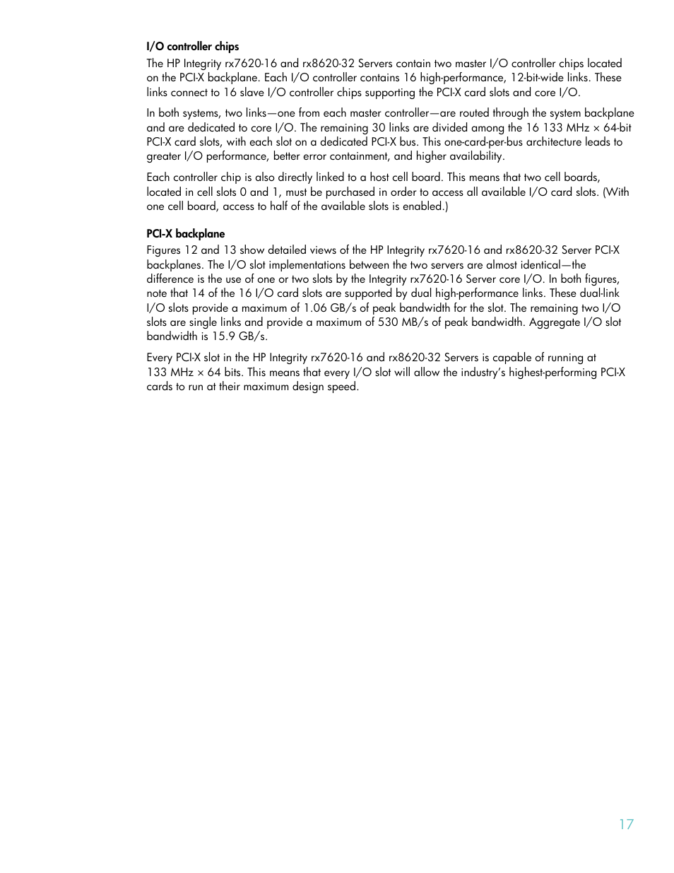 I/o controller chips, Pci-x backplane | HP RX8620-32 User Manual | Page 17 / 43