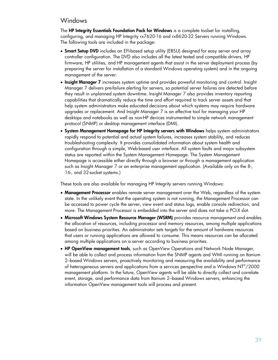 Windows | HP RX8620-32 User Manual | Page 39 / 43