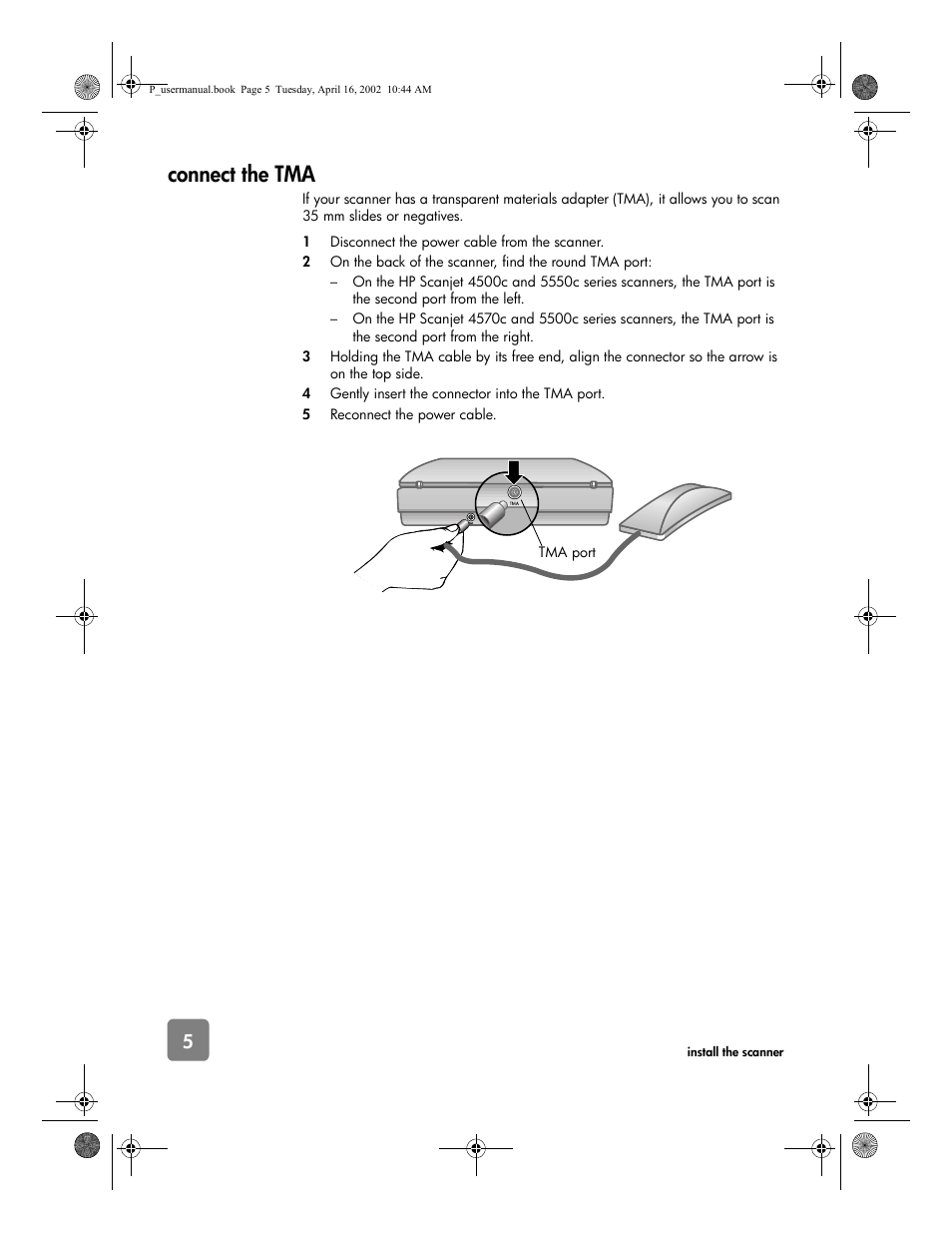 Connect the tma | HP 4500c User Manual | Page 10 / 26