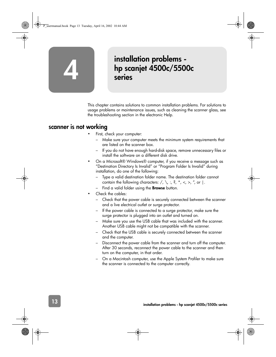 Scanner is not working | HP 4500c User Manual | Page 18 / 26