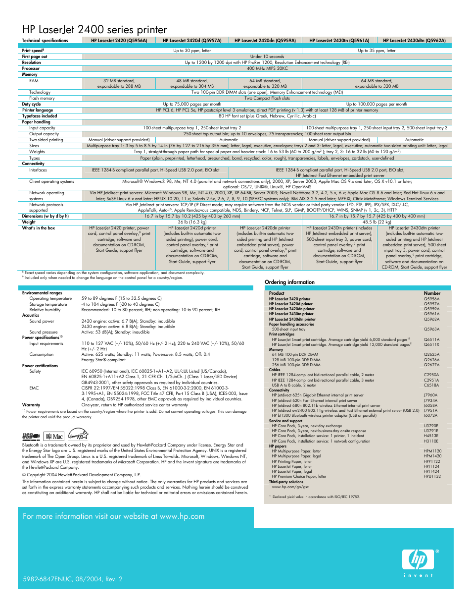 Hp laserjet 2400 series printer | HP 2430tn User Manual | Page 4 / 4