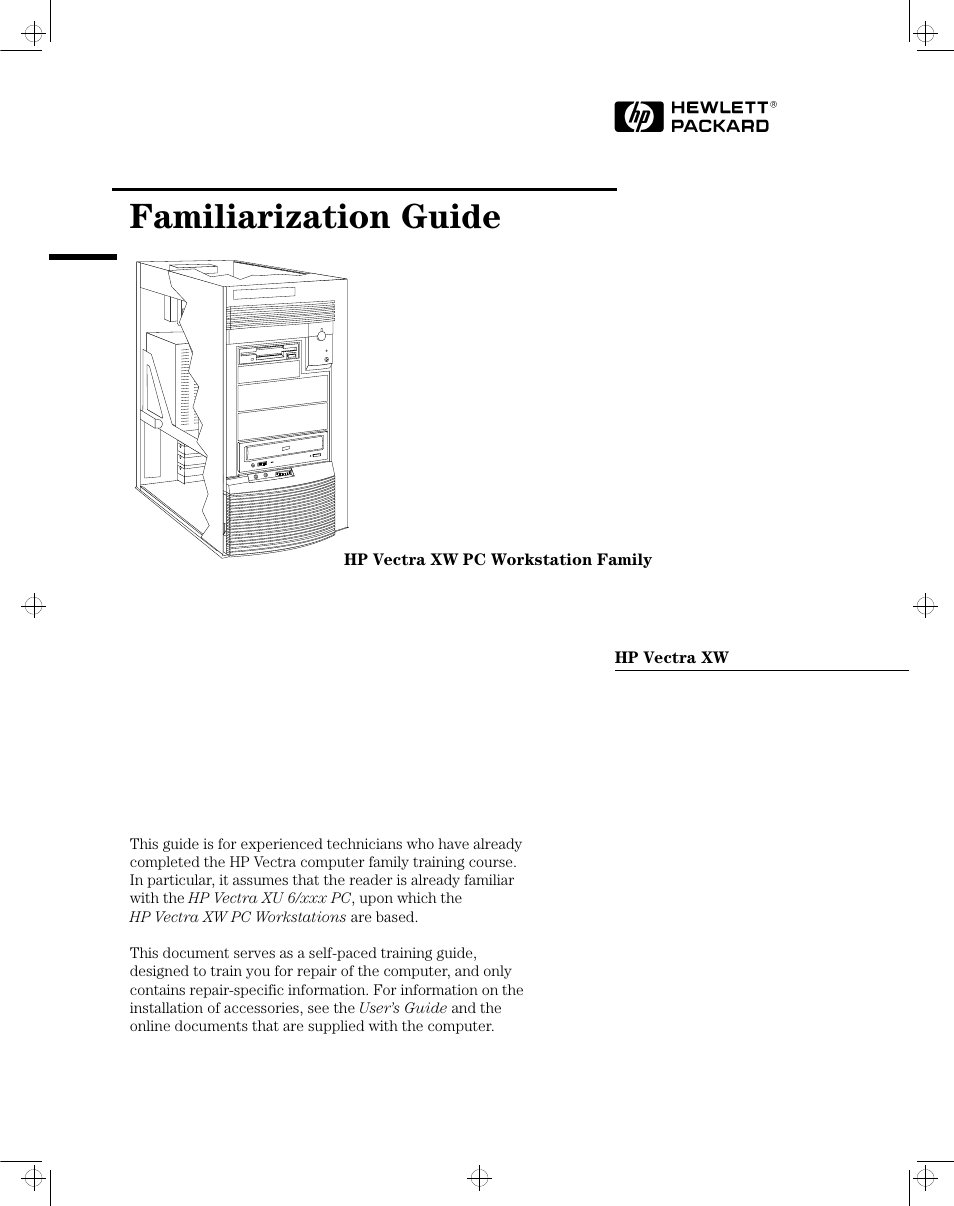 HP Vectra XW User Manual | 16 pages