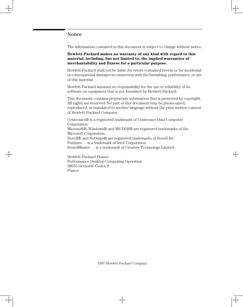 Notice | HP Vectra XW User Manual | Page 2 / 16