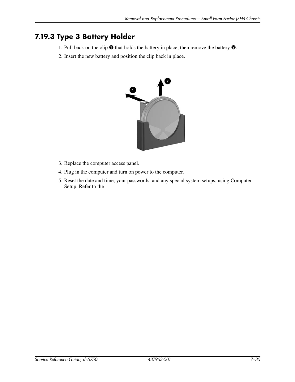 3 type 3 battery holder | HP COMPAQ DC5750 User Manual | Page 141 / 214