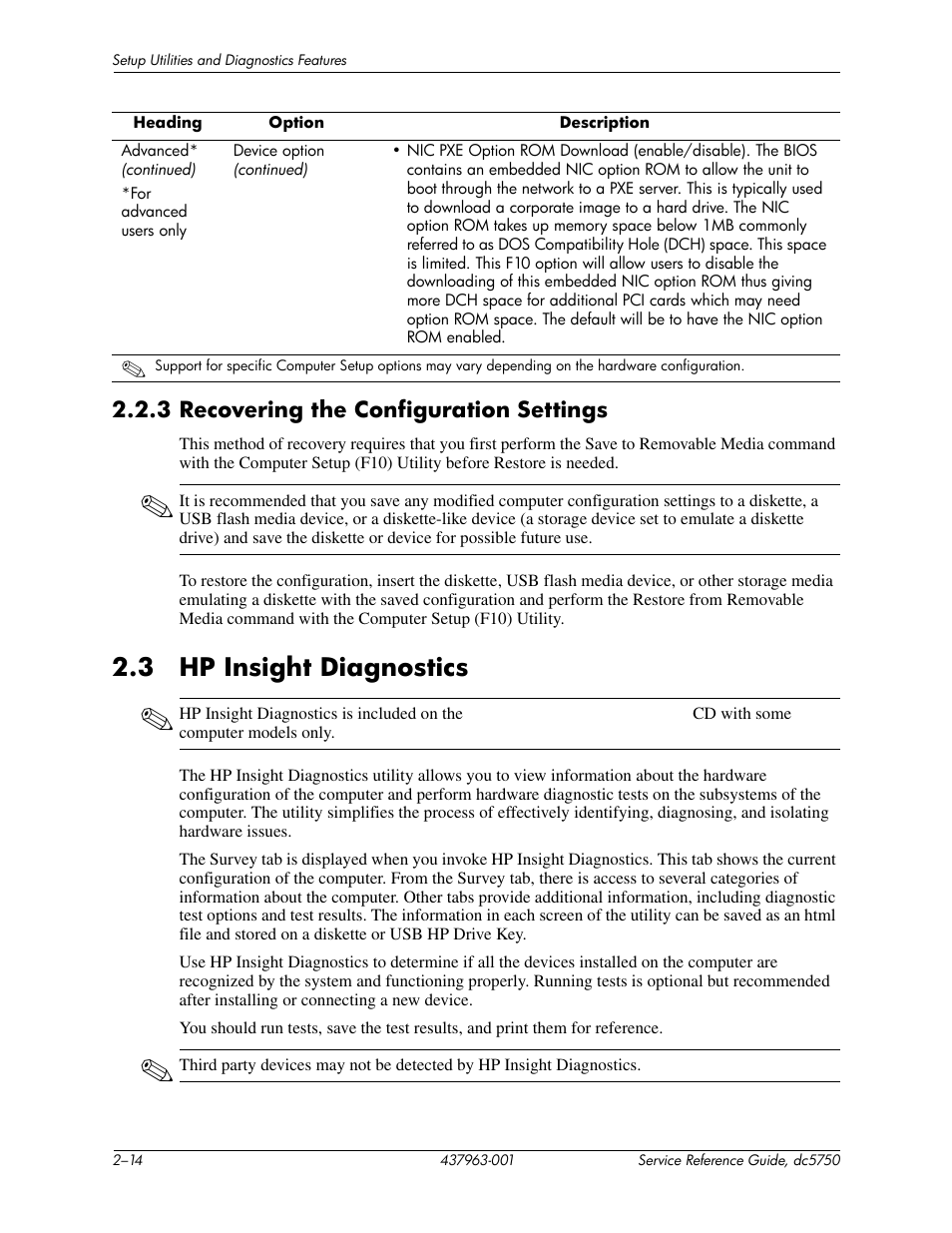 3 hp insight diagnostics | HP COMPAQ DC5750 User Manual | Page 24 / 214