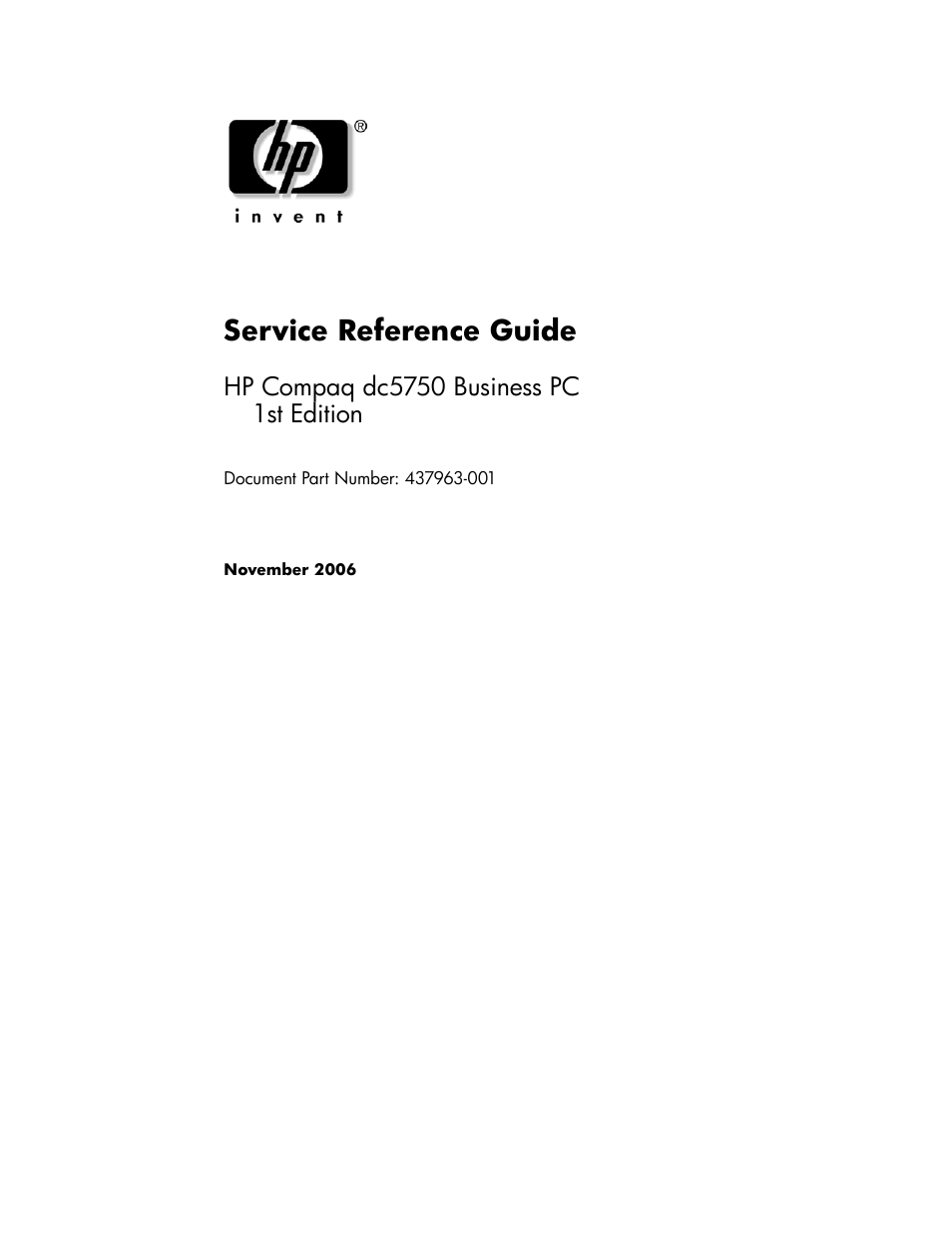 Service reference guide | HP COMPAQ DC5750 User Manual | Page 3 / 214